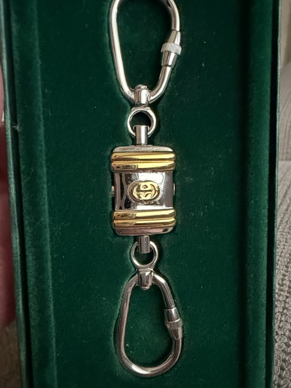 Gucci Silver and Gold Metal Keychain